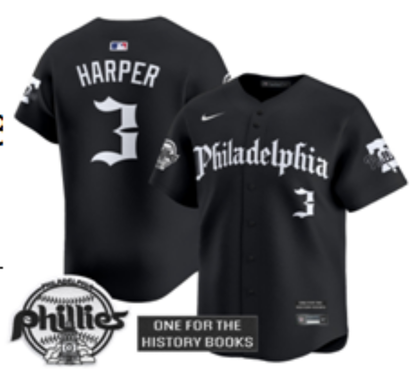Philadelphia Phillies #3 Bryce Harper Phillies 5 Collaboration Style 5 Baseball Jersey baseball jersey product view 1