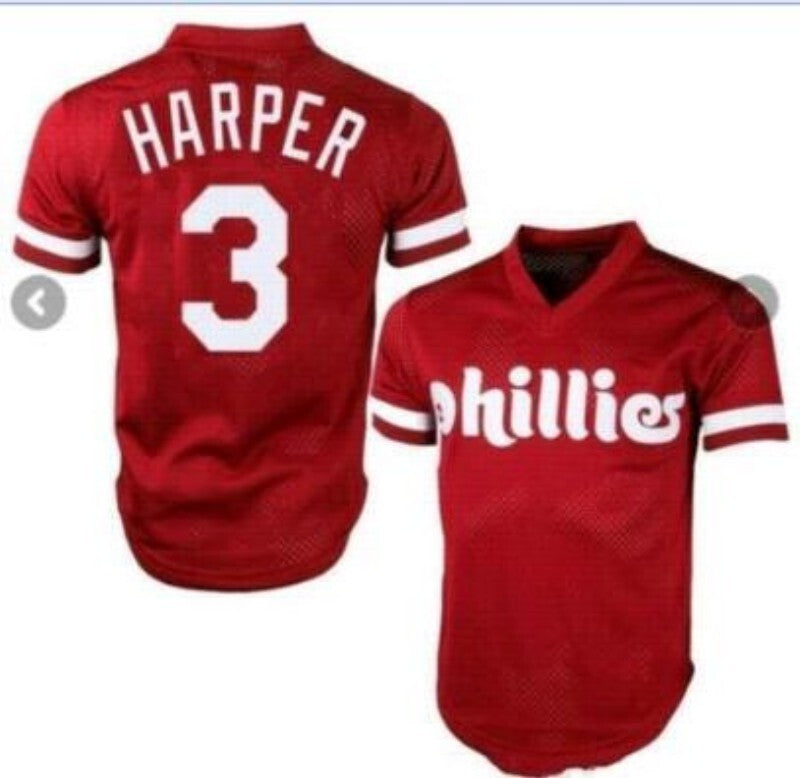 Philadelphia Phillies #3 Bryce Harper R Style 4 Baseball Jersey baseball jersey product view 1