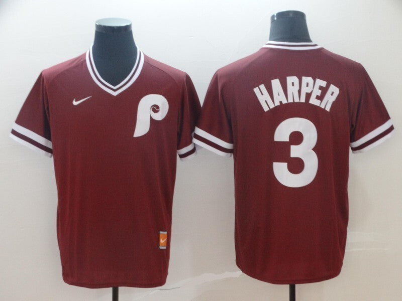 Philadelphia Phillies #3 Bryce Harper Retro Adult Baseball Jersey baseball jersey product view 1