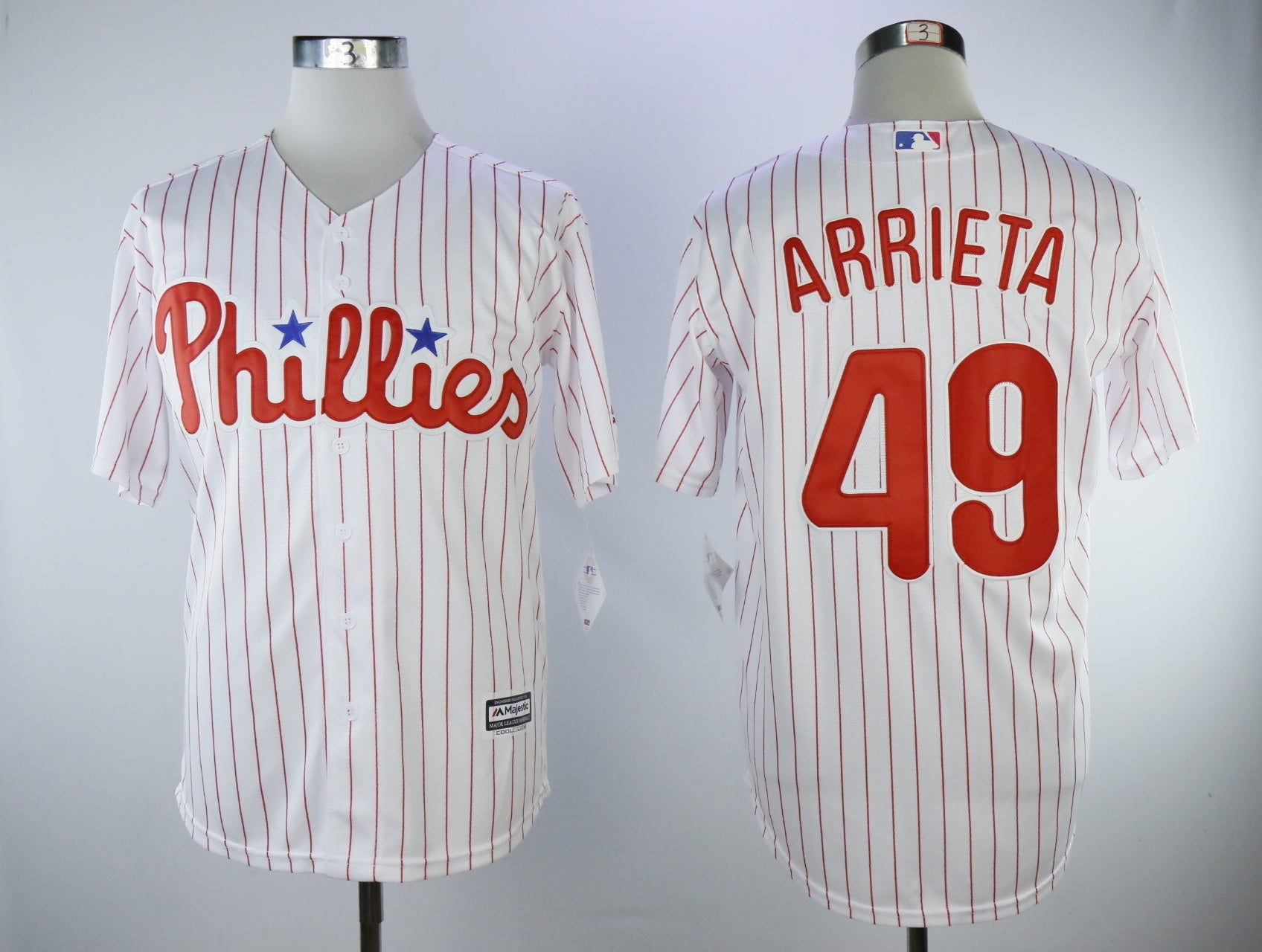 Philadelphia Phillies #49 Jake Arrieta Phillies 49 White Red Fan 1 Baseball Jersey baseball jersey product view 1