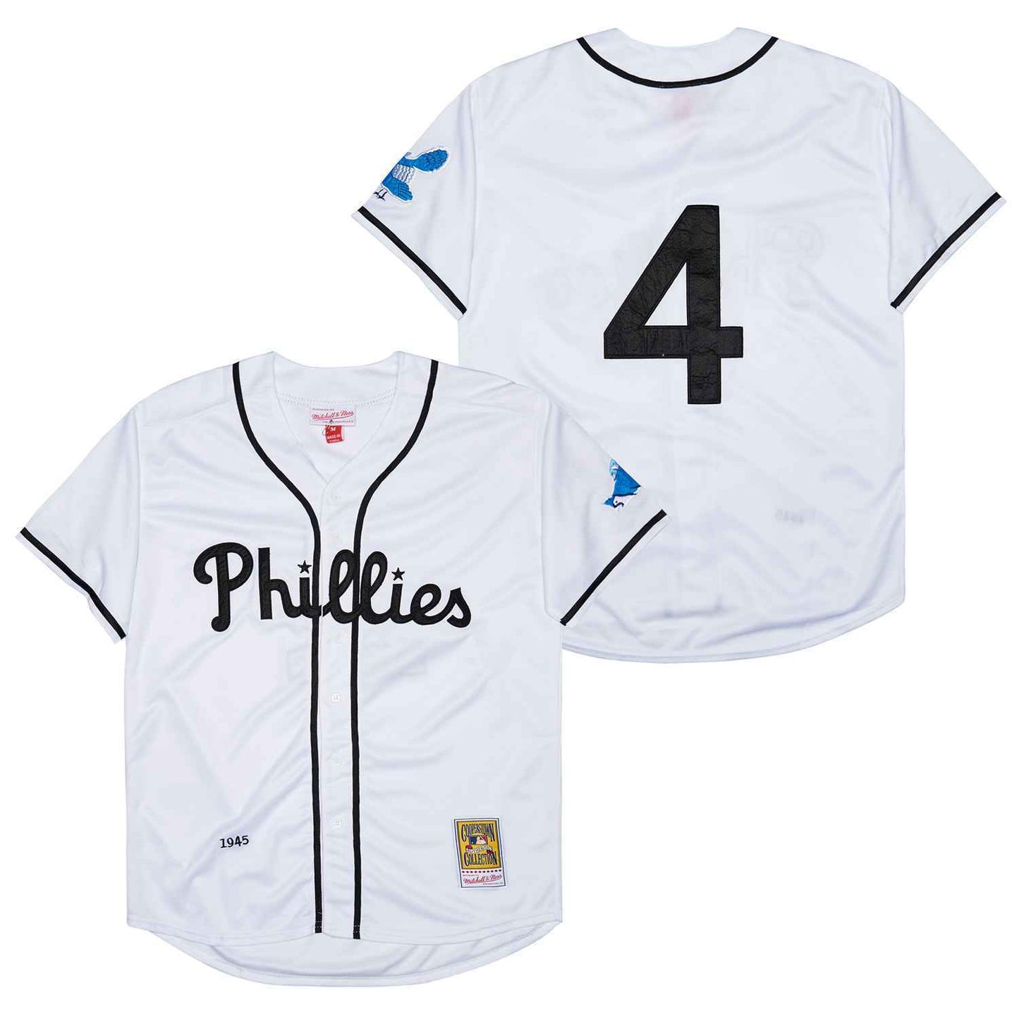 Philadelphia Phillies #4 Lenny Dykstra Phillies 4 White 1945 Retro Baseball Jersey baseball jersey product view 1