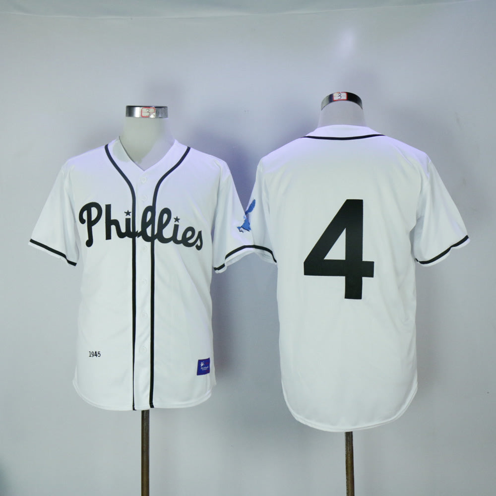 Philadelphia Phillies #4 Phillies 4 White Retro Baseball Jersey baseball jersey product view 1