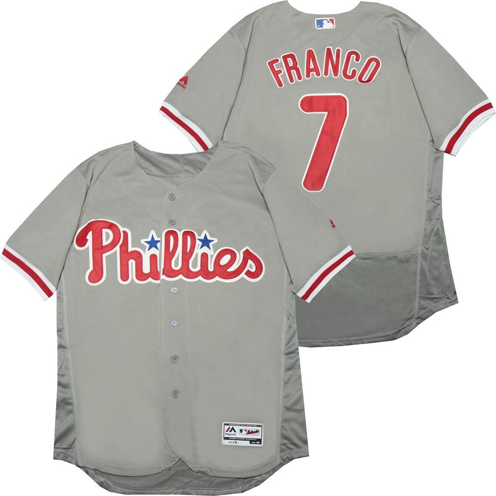 Philadelphia Phillies #7 Maikel Franco Phillies 7 Gray Elite Baseball Jersey baseball jersey product view 1