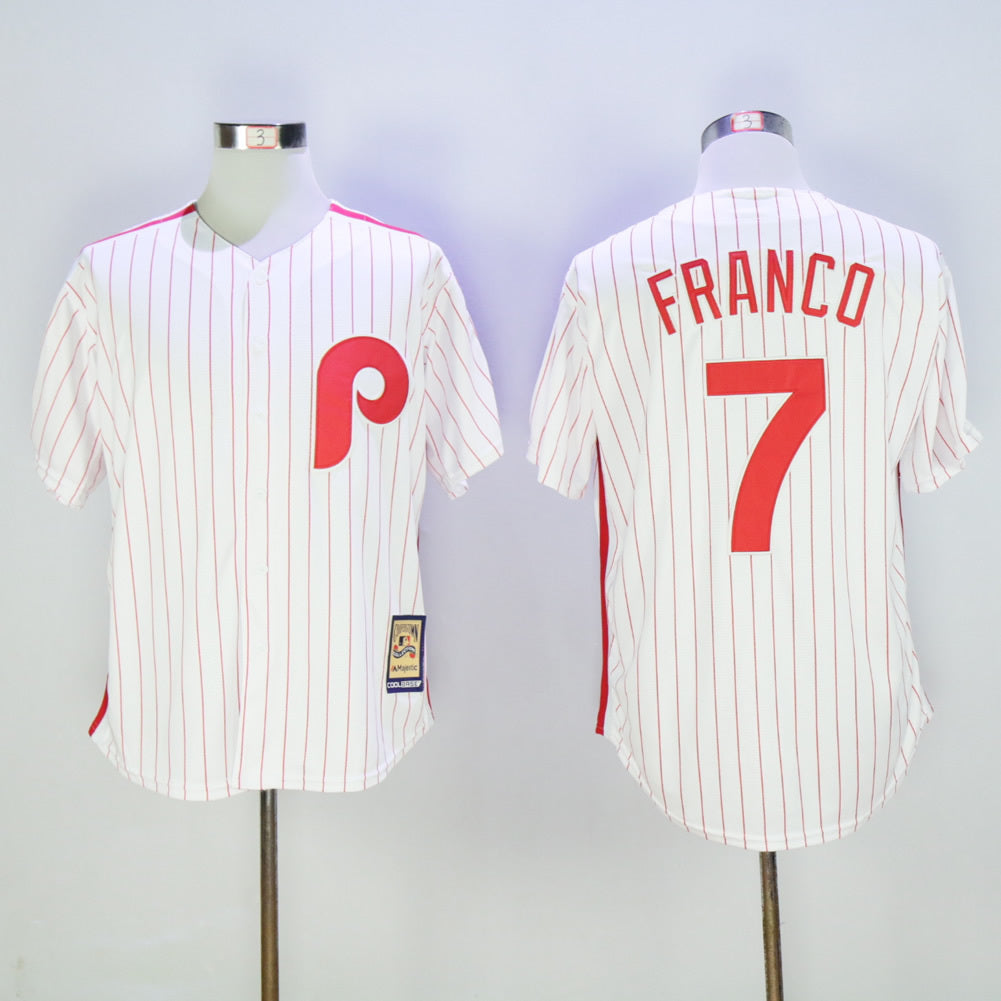 Philadelphia Phillies #7 Maikel Franco Phillies 7 White Red Retro Fan Edition Style 1 Baseball Jersey baseball jersey product view 1