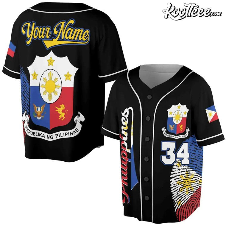 Philippines Flag Coat of Arms Filipino Custom Baseball Jersey baseball jersey product view 1