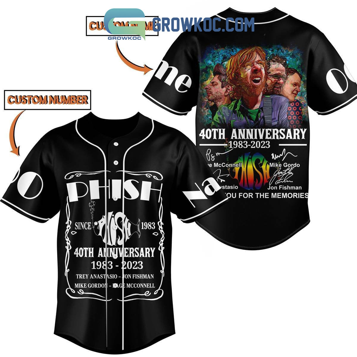 Phish 40th Anniversary 1983 2023 Memories Personalized Baseball Jersey baseball jersey product view 1