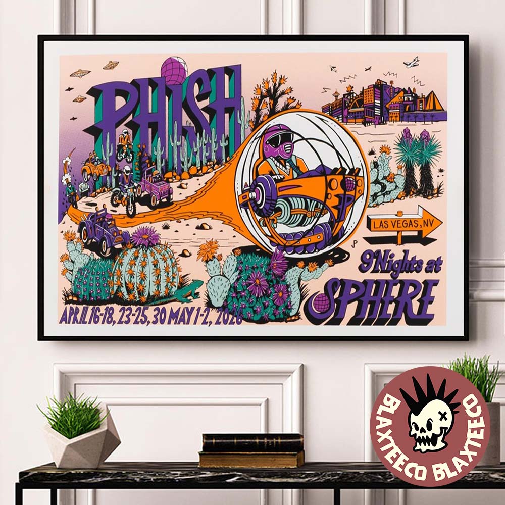 Phish Las Vegas 2026 Second Weekend Gig Poster Wild Grape Colorway 9 Night At Sphere From April 16 To May 2 2026 Poster Canvas - T-Shirt, Sweatshirt, Hoodie