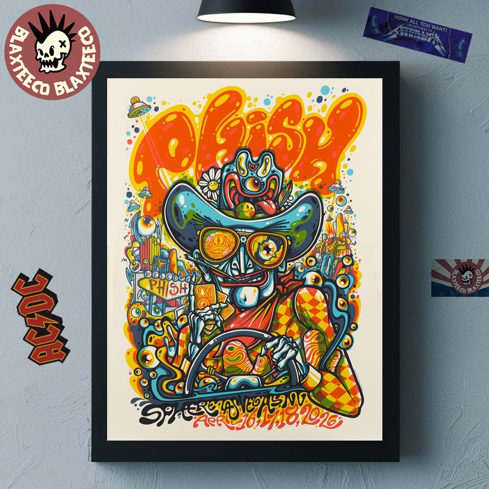 Phish Live At Sphere Las Vegas 2026 Second Weekend One LE Venue Poster On April 16 17 18 2026 The Cowboy Riding Car Art Poster Canvas - T-Shirt, Sweatshirt, Hoodie
