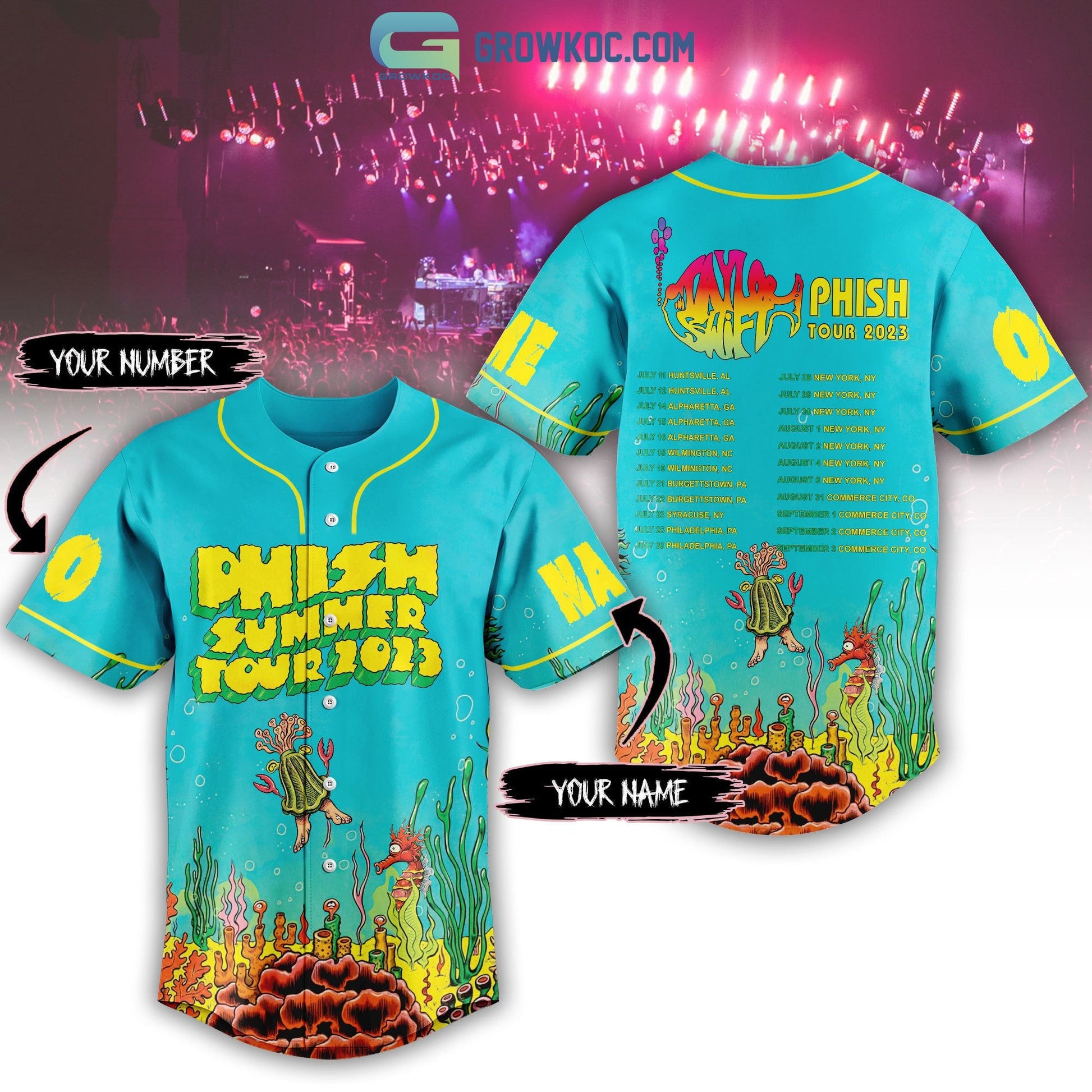 Phish Summer Tour 2023 Sea Design Personalized Baseball Jersey baseball jersey product view 1