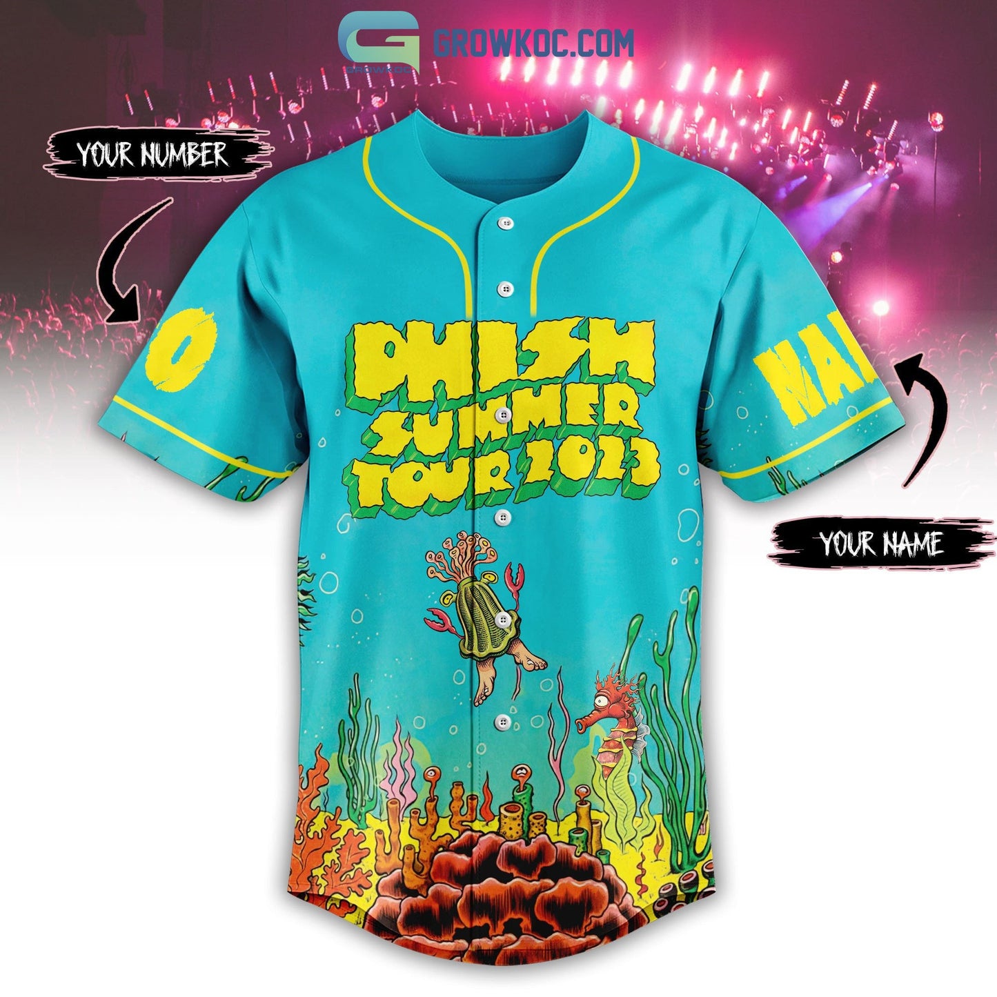 Phish Summer Tour 2023 Sea Design Personalized Baseball Jersey baseball jersey product view 2