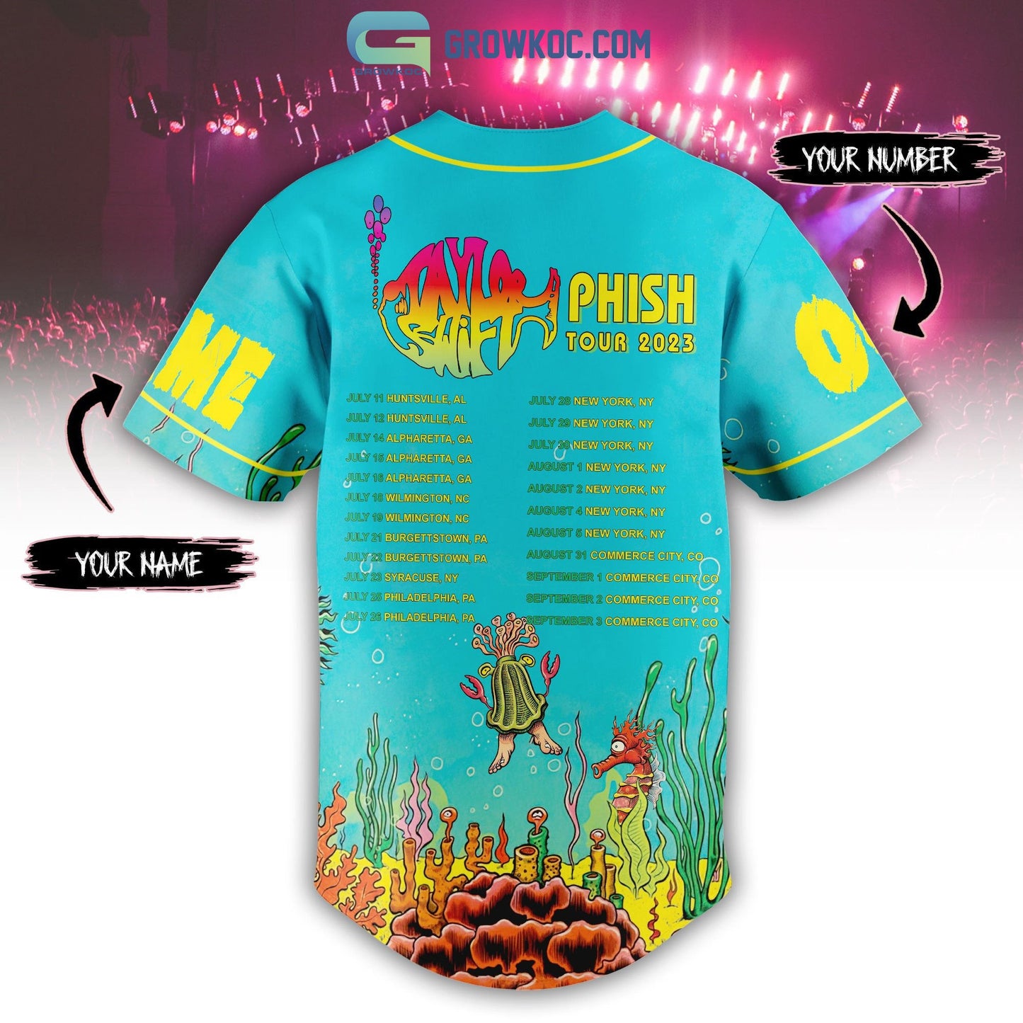 Phish Summer Tour 2023 Sea Design Personalized Baseball Jersey baseball jersey product view 3