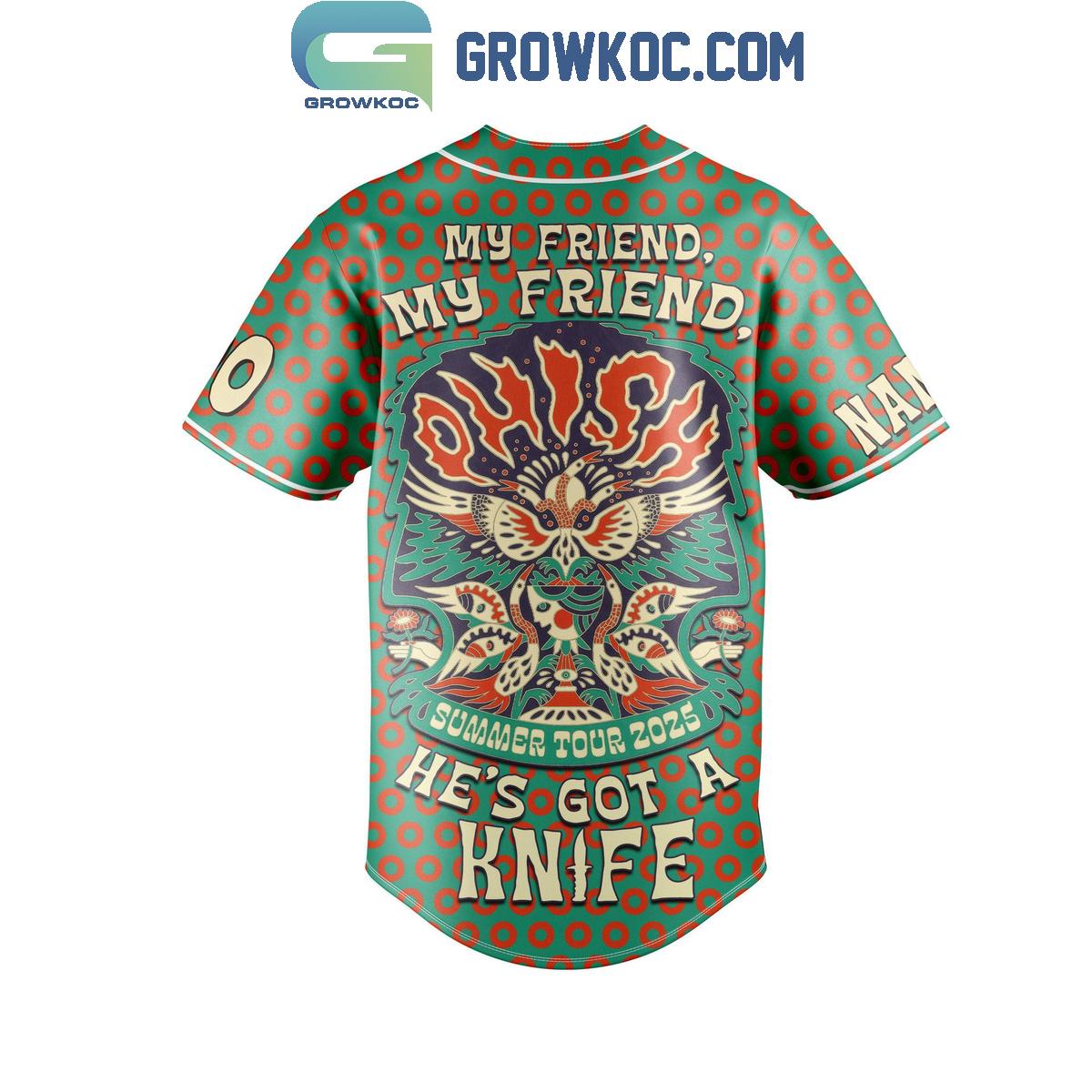 Phish Summer Tour 2025 He’s Got A Knife Personalized Baseball Jersey baseball jersey product view 3
