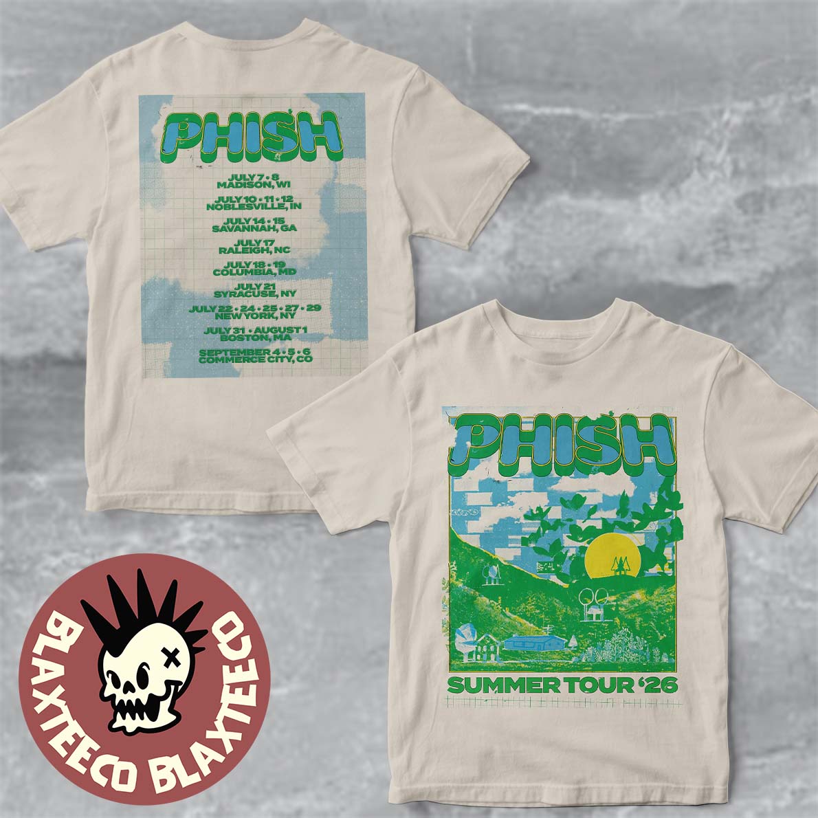 Phish Summer Tour 2026 North America Schedule Dates Two Sided T-Shirt Unisex T-shirt, Sweatshirt, Hoodie, Long Sleeve Tee - T-Shirt, Sweatshirt, Hoodie