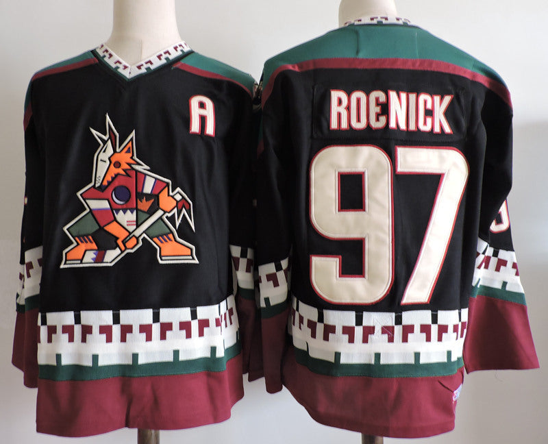 Phoenix Coyotes #97 Jeremy Roenick Black Retro Hockey Jersey hockey jersey product view 1