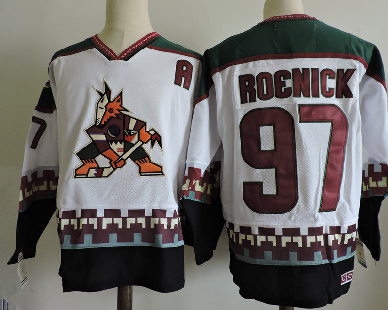 Phoenix Coyotes #97 Jeremy Roenick White Retro Hockey Jersey hockey jersey product view 1