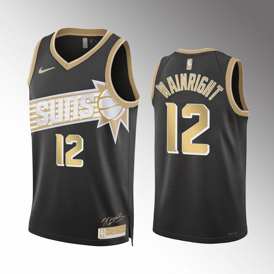 Phoenix Suns #12 Ish Wainright 2024 NBA Select Series Black Style 1 Basketball Jersey basketball jersey product view 1