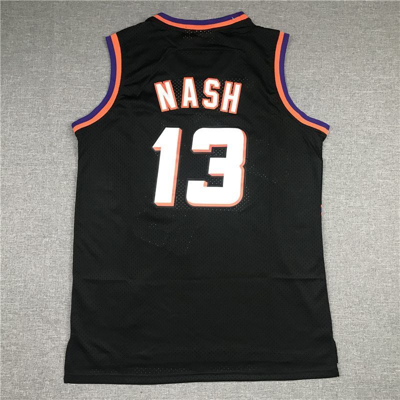 Phoenix Suns #13 Steve Nash Suns 13 Black Gold Logo Style 2 Basketball Jersey basketball jersey product view 1