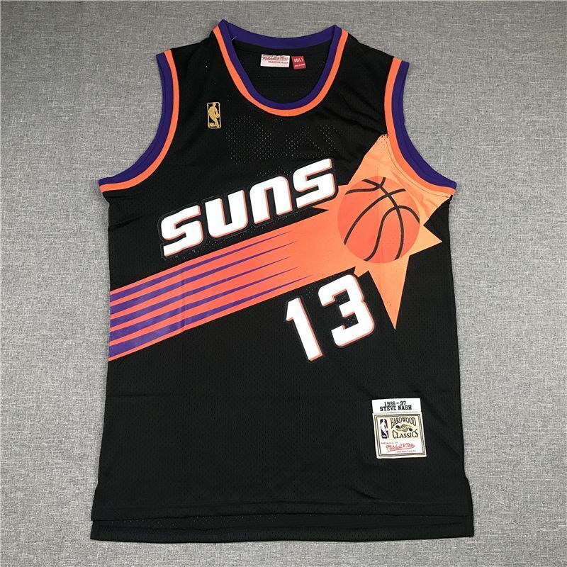 Phoenix Suns #13 Steve Nash Suns 13 Black Gold Logo Style 4 Basketball Jersey basketball jersey product view 1