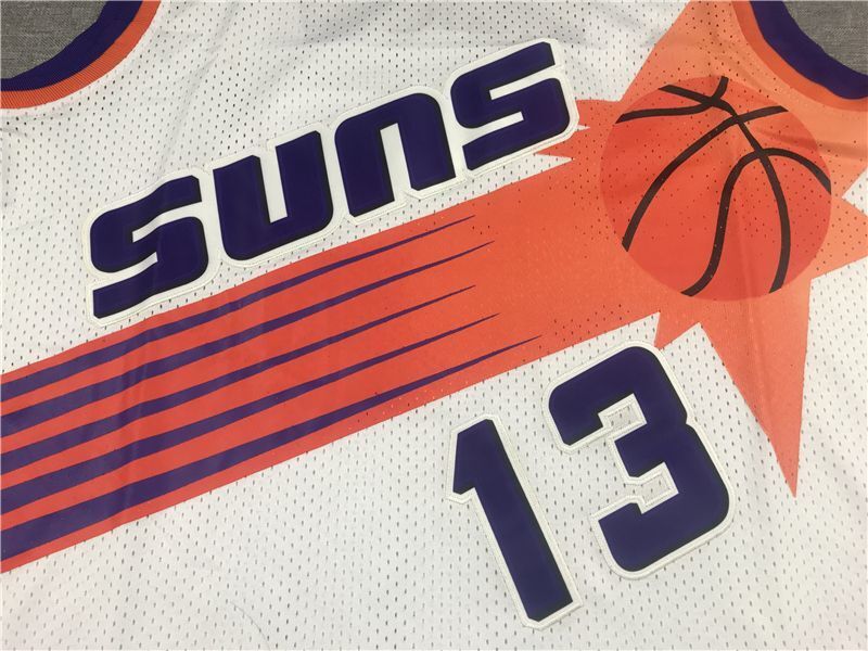 Phoenix Suns #13 Steve Nash Suns 13 White Gold Logo Style 3 Basketball Jersey basketball jersey product view 1