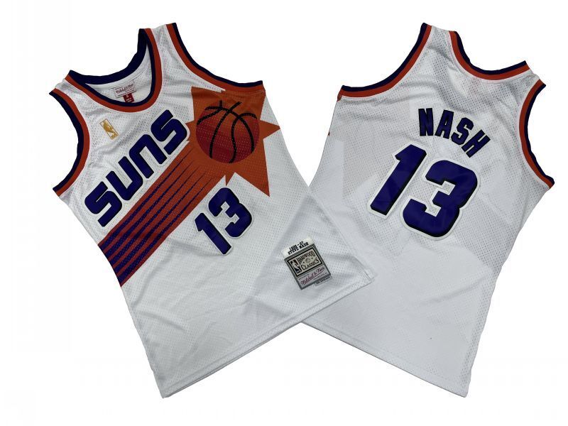 Phoenix Suns #13 Steve Nash Suns 13 # White 96-97 Season Mitchell Retro Jersey Style 2 Basketball Jersey basketball jersey product view 1