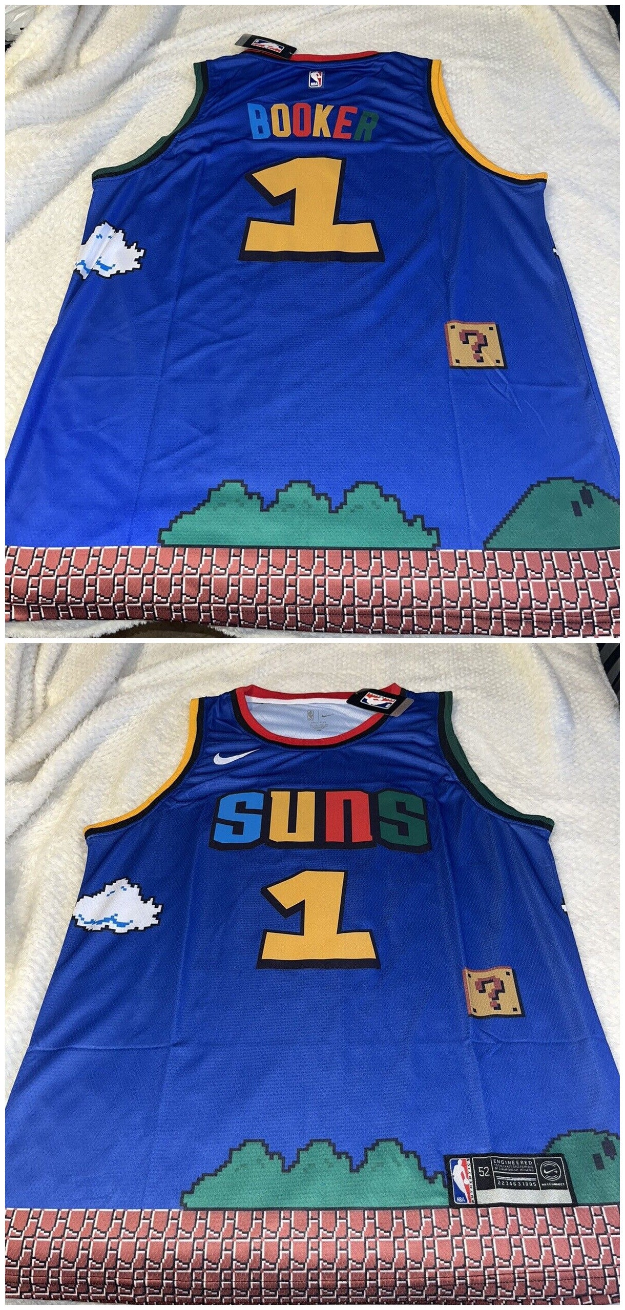 Phoenix Suns #1 Devin Booker Purple Print Basketball Jersey basketball jersey product view 1