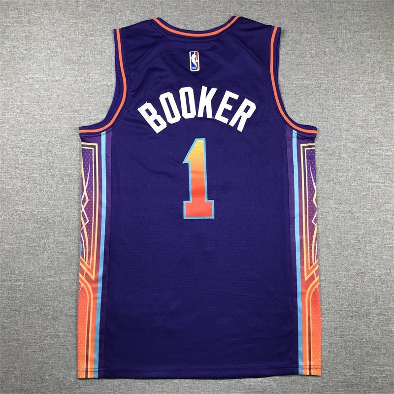 Phoenix Suns #1 Devin Booker Suns 1 New Purple City s-xxl Style 1 Basketball Jersey basketball jersey product view 1