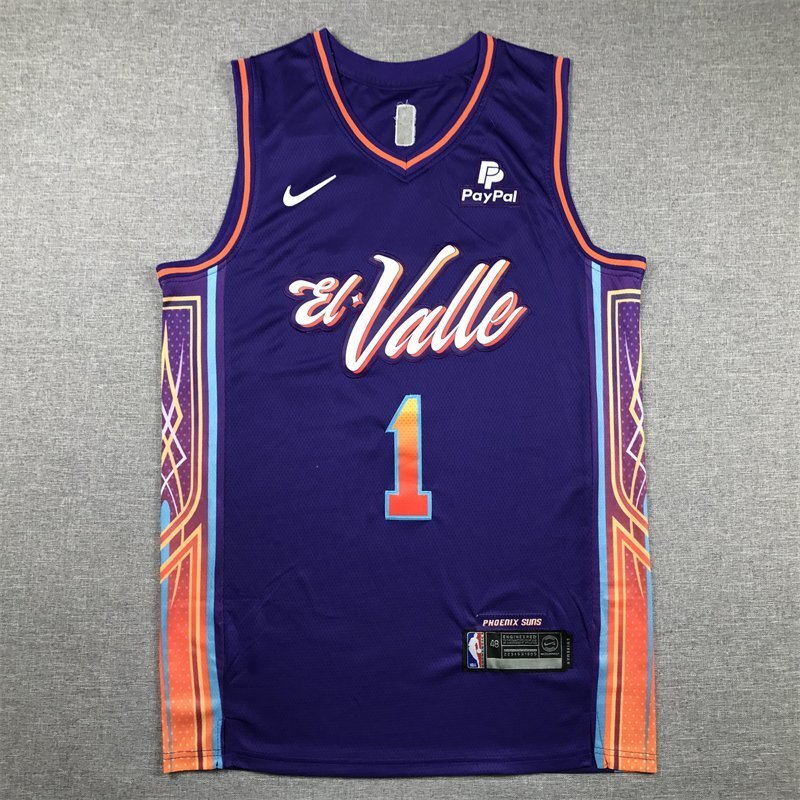 Phoenix Suns #1 Devin Booker Suns 1 New Purple City s-xxl Style 2 Basketball Jersey basketball jersey product view 1