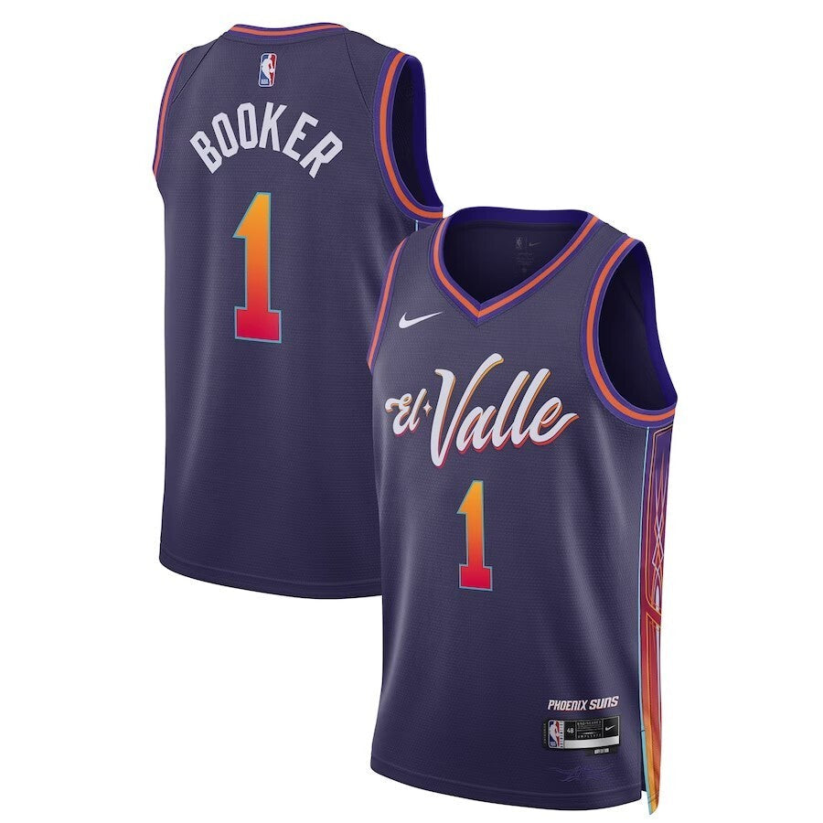Phoenix Suns #1 Devin Booker Unisex 2023 24 Swingman Jersey - Purple - City Edition Basketball Jersey basketball jersey product view 1