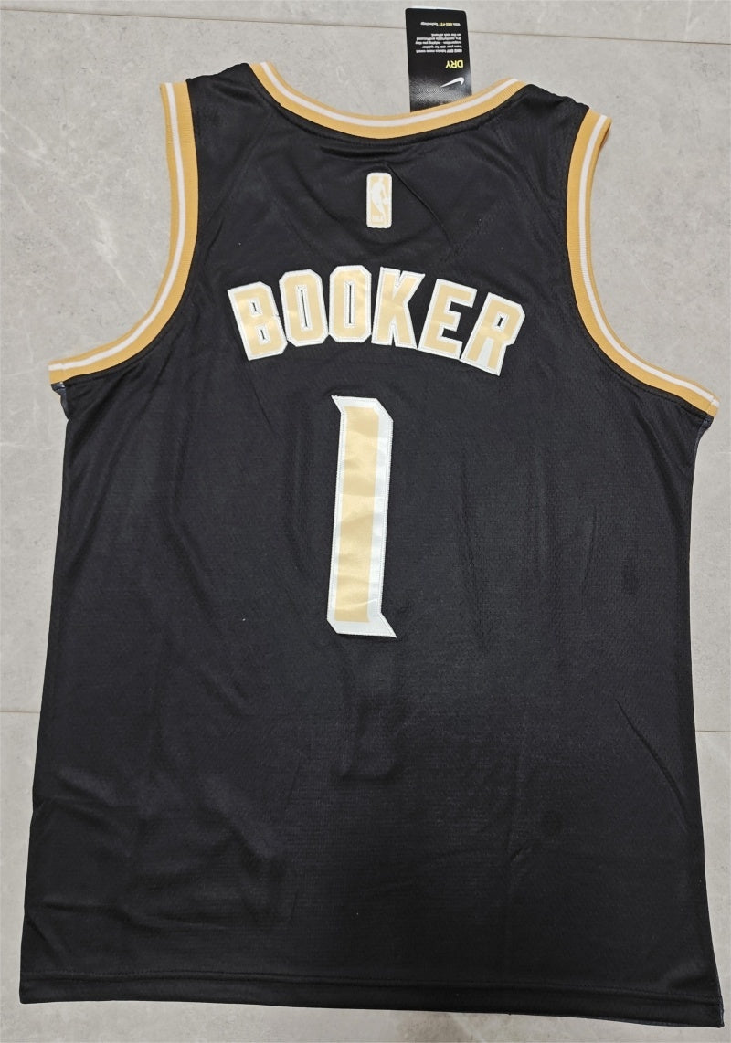 Phoenix Suns #1 booker 2425 jersey blackgold Style 1 Basketball Jersey basketball jersey product view 1