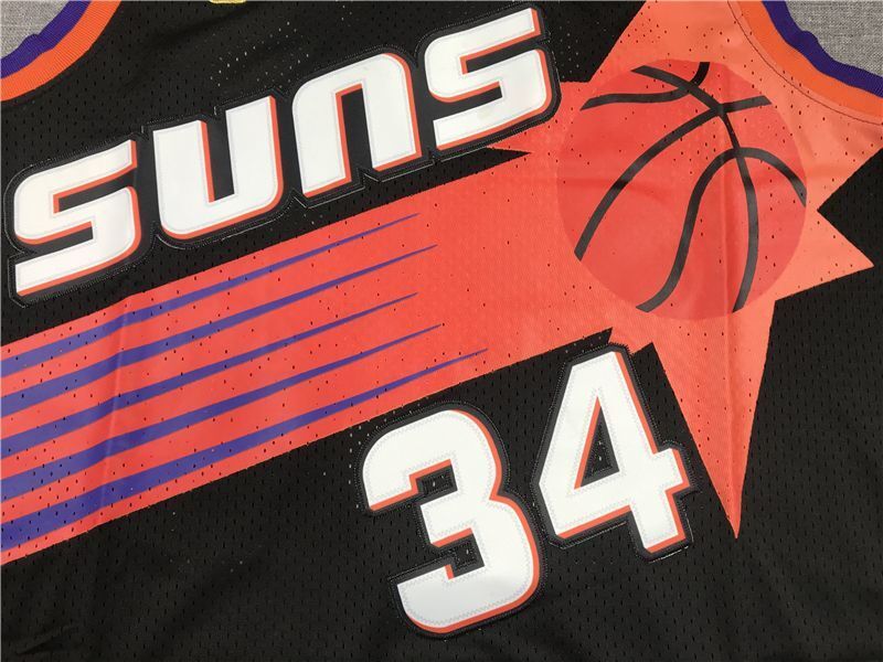 Phoenix Suns #34 Charles Barkley Suns 34 Black Gold Logo Style 3 Basketball Jersey basketball jersey product view 1