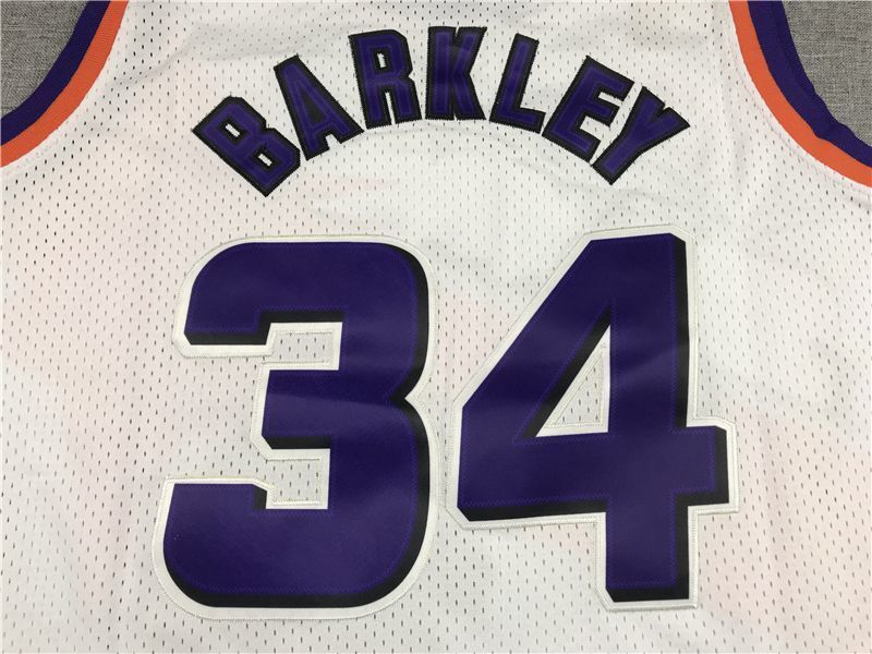 Phoenix Suns #34 Charles Barkley Suns 34 White Gold Logo Style 1 Basketball Jersey basketball jersey product view 1