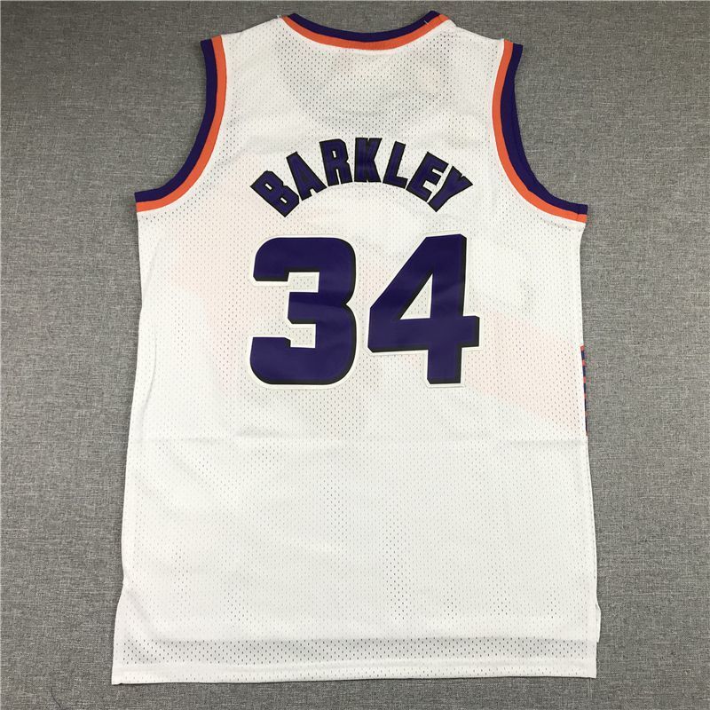 Phoenix Suns #34 Charles Barkley Suns 34 White Gold Logo Style 2 Basketball Jersey basketball jersey product view 1