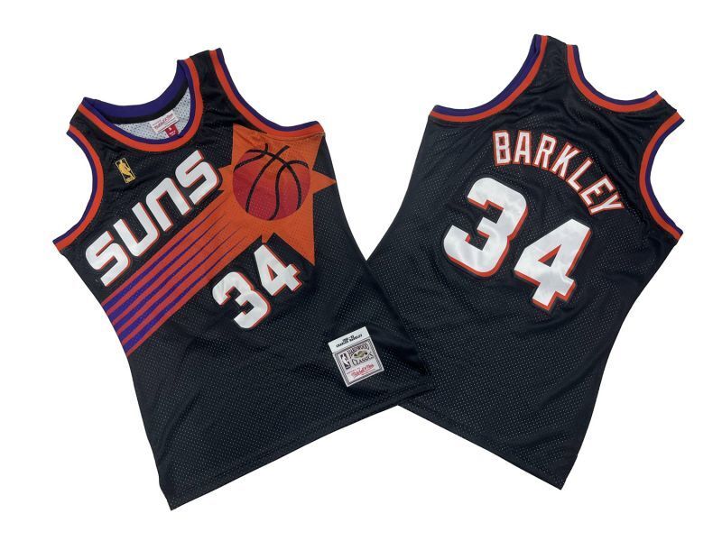 Phoenix Suns #34 Charles Barkley Suns 34 # Black 92-93 Season Mitchell Retro Jersey --. Barkley Style 1 basketball jersey product view 1