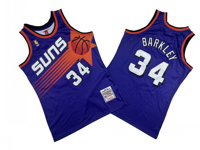 Phoenix Suns #34 Charles Barkley Suns 34 # Purple 92-93 Season Mitchell Retro Jersey --. Barkley Style 2 basketball jersey product view 1