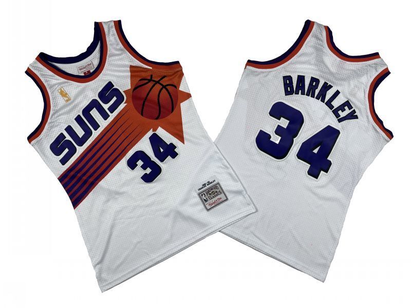Phoenix Suns #34 Charles Barkley Suns 34 # White 92-93 Season Mitchell Retro Jersey --. Barkley Style 2 basketball jersey product view 1