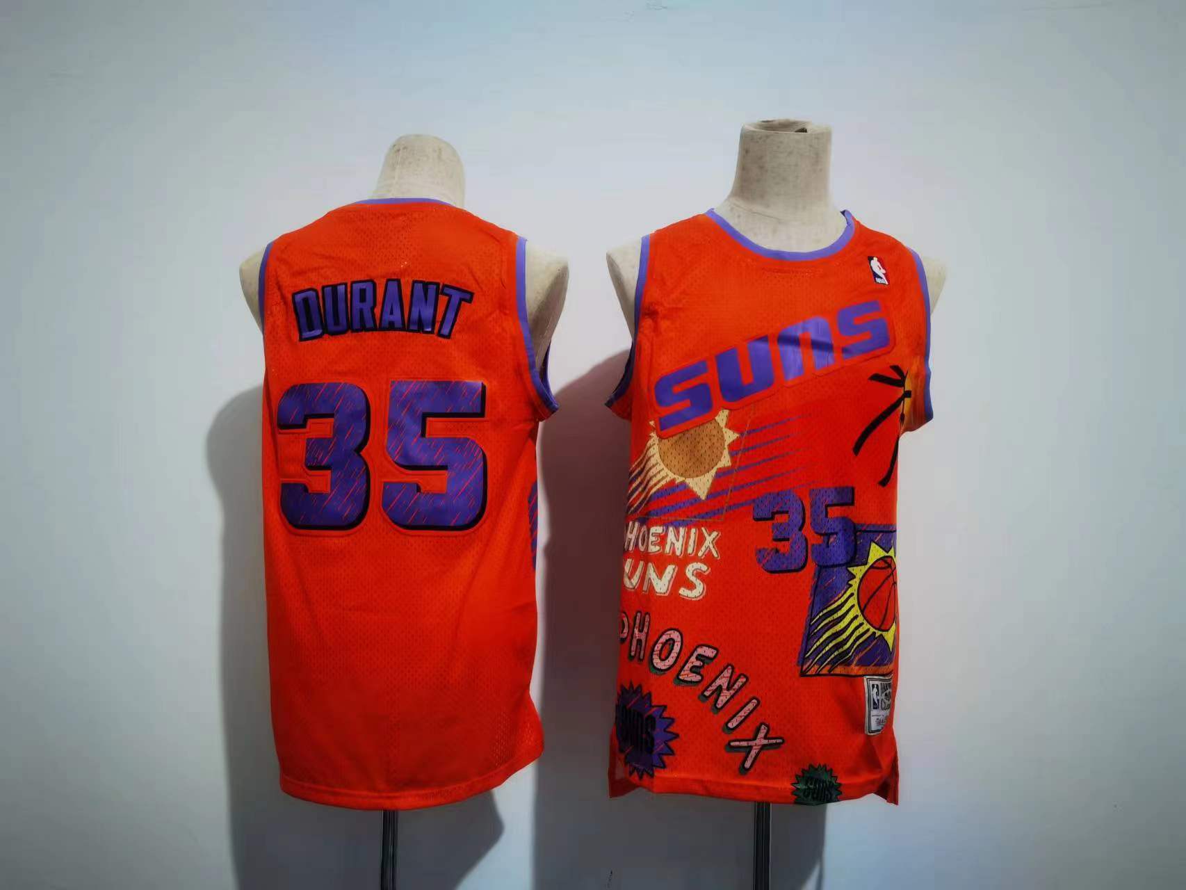 Phoenix Suns #35 Durant Sketching version jersey orange Basketball Jersey basketball jersey product view 1