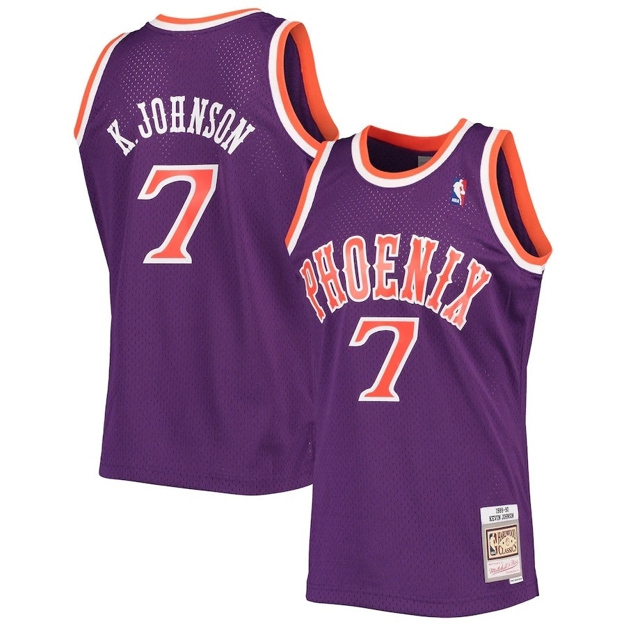 Phoenix Suns #7 Kevin Johnson Mitchell & Ness Throwback Dark Swingman Jersey - Purple Basketball Jersey basketball jersey product view 1