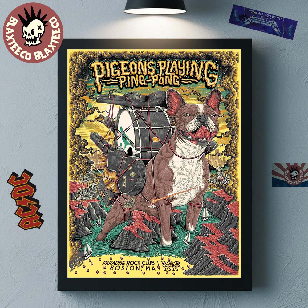 Pigeons Playing Ping Pong Boston Massachusetts 2025 Show Poster At Paradise Rock Club On October 24 25 26 2025 Poster Canvas - T-Shirt, Sweatshirt, Hoodie