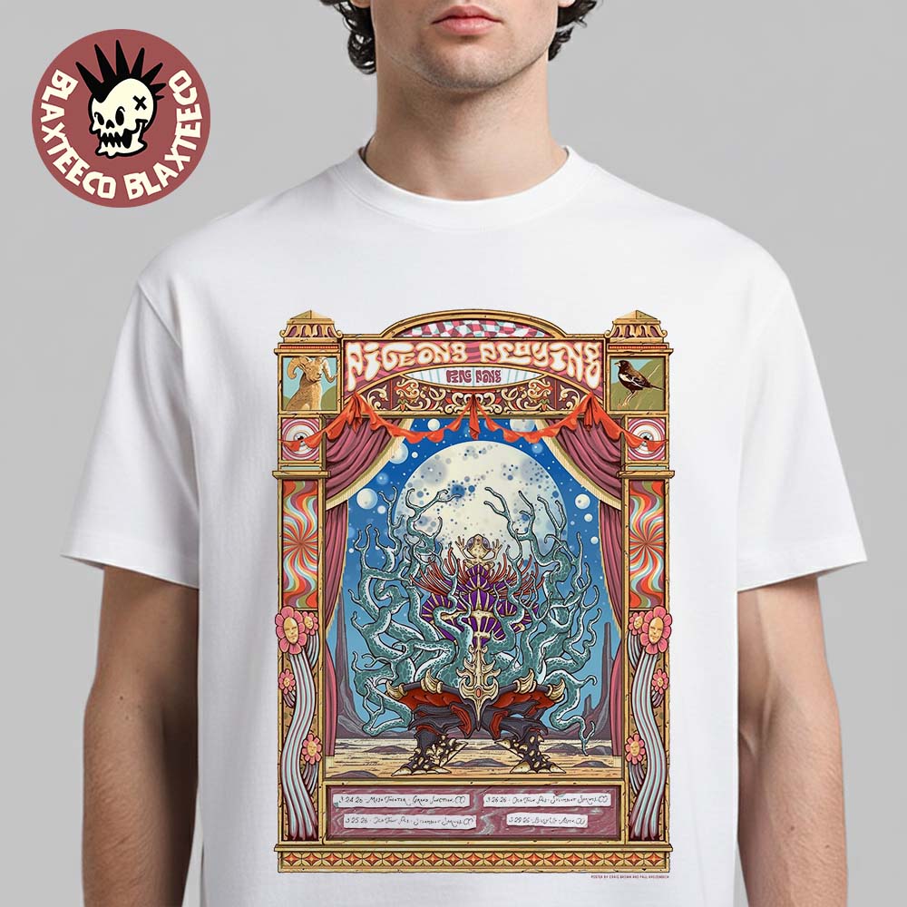Pigeons Playing Ping Pong Colorado 2026 Run Shows City Dates Poster T-Shirt Unisex T-shirt, Sweatshirt, Hoodie, Long Sleeve Tee - T-Shirt, Sweatshirt, Hoodie