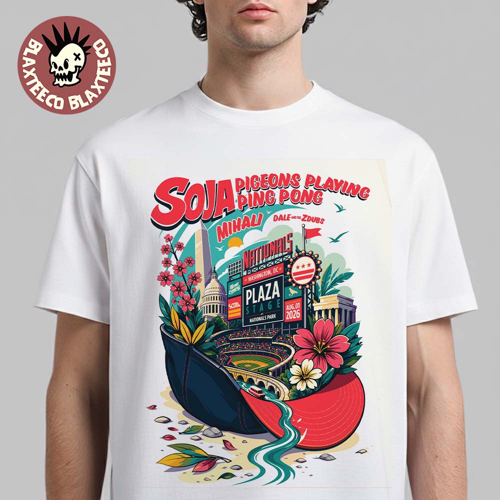 Pigeons Playing Ping Pong Washington DC 2026 Show Poster At Plaza Stage At Nationals Park On August 1 2026 T-Shirt - T-Shirt, Sweatshirt, Hoodie