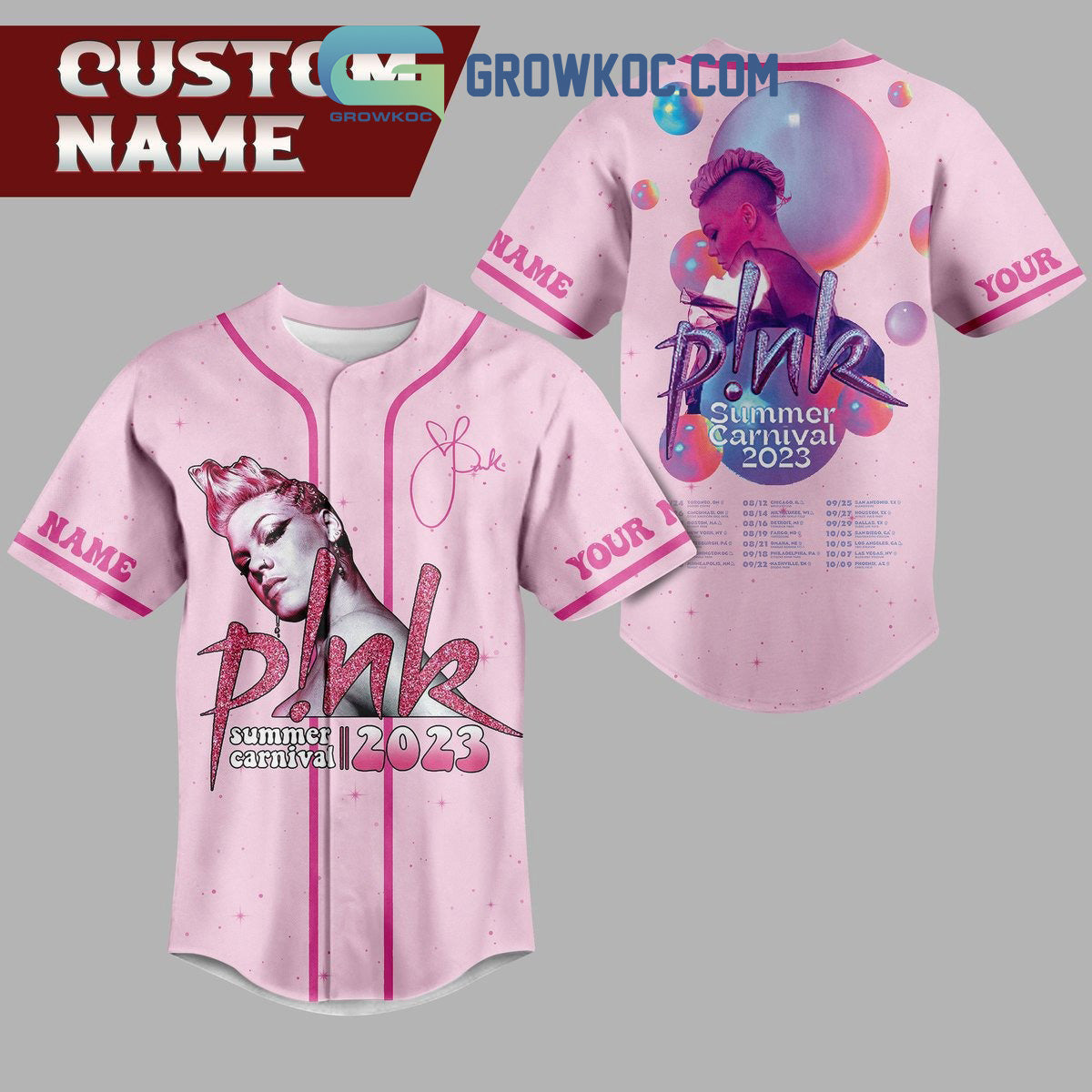 Pink Summer Carnival 2023 Personalized Pink Design Baseball Jersey baseball jersey product view 1