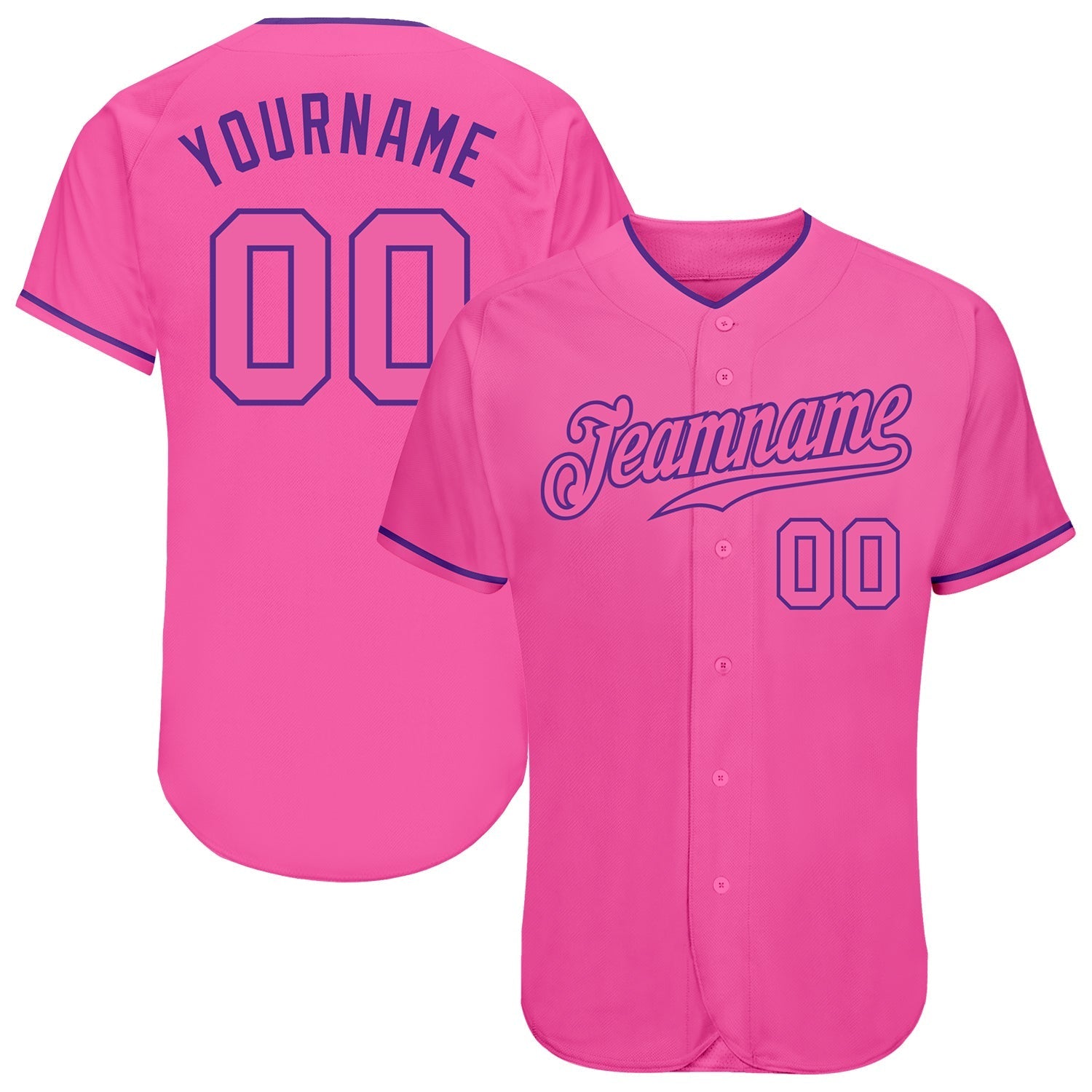 Custom Pink Pink-Purple Authentic Baseball Jersey baseball jersey product view 1