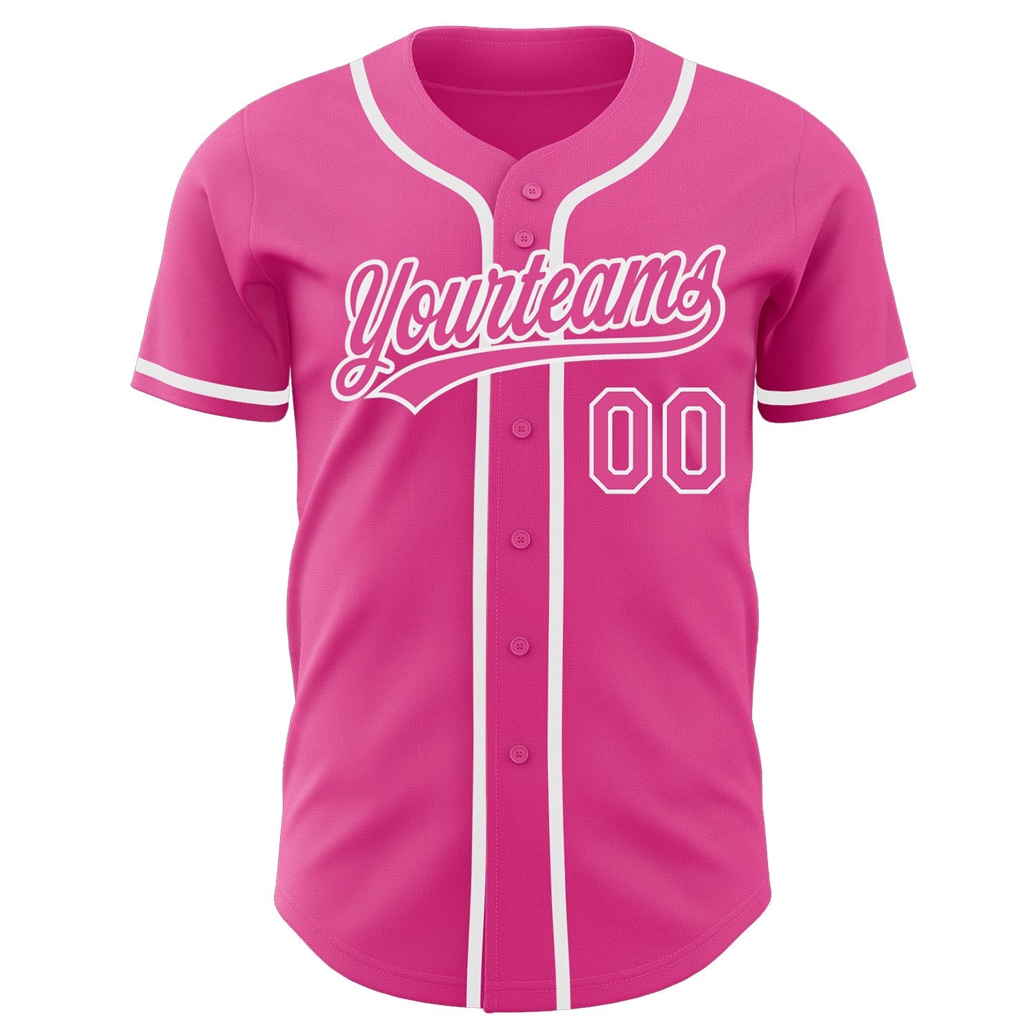 Custom Pink Pink-White Authentic Baseball Jersey baseball jersey product view 2