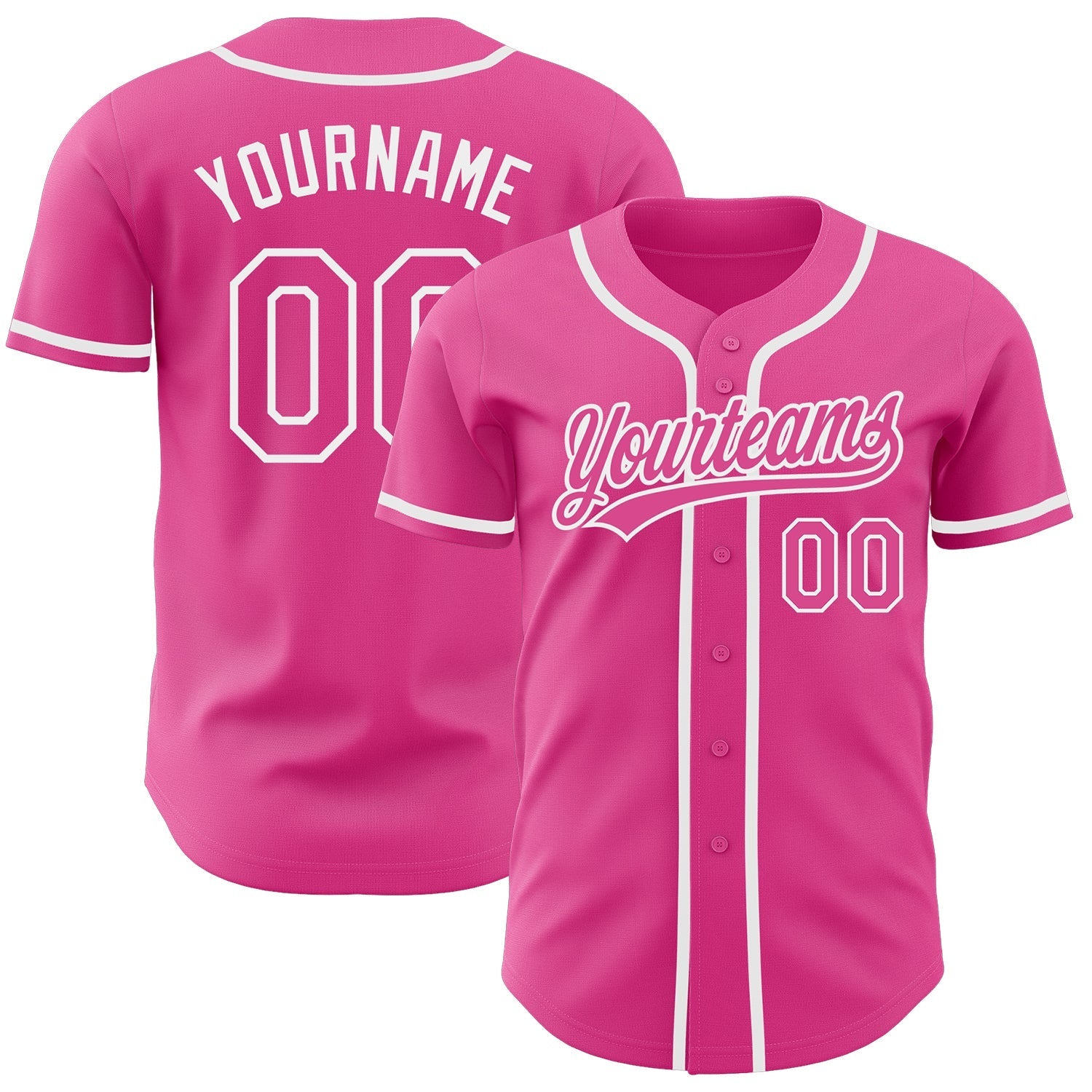 Custom Pink Pink-White Authentic Baseball Jersey baseball jersey product view 1