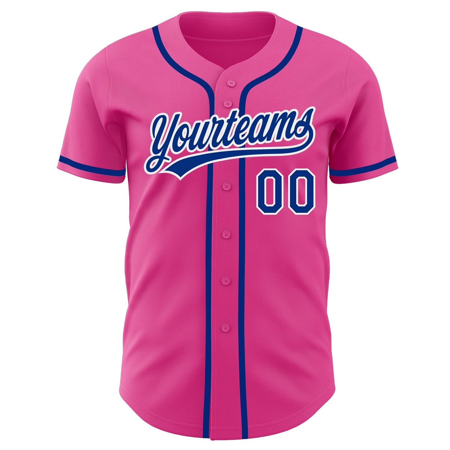Custom Pink Royal-White Authentic Baseball Jersey baseball jersey product view 2