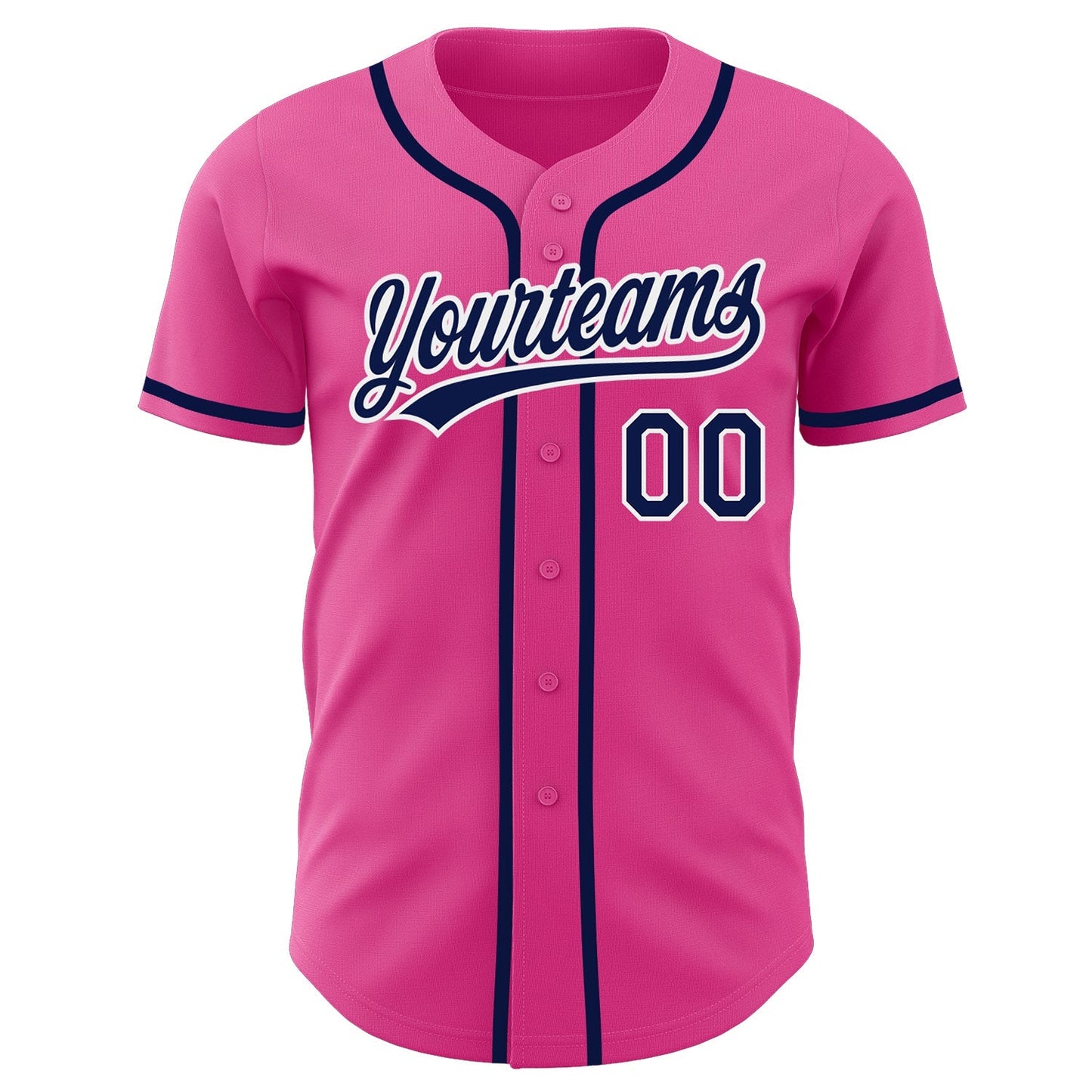 Custom Pink Navy-White Authentic Baseball Jersey baseball jersey product view 2