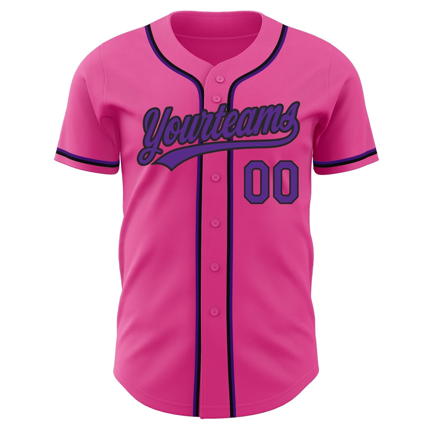 Custom Pink Purple-Black Authentic Baseball Jersey baseball jersey product view 2