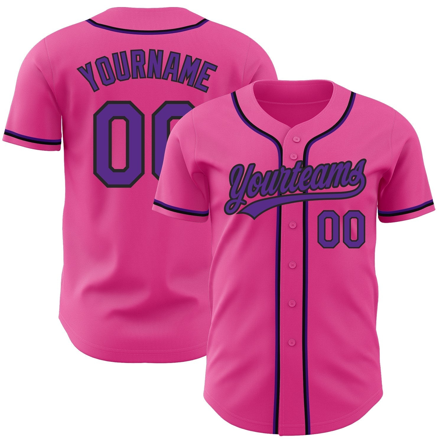 Custom Pink Purple-Black Authentic Baseball Jersey baseball jersey product view 1
