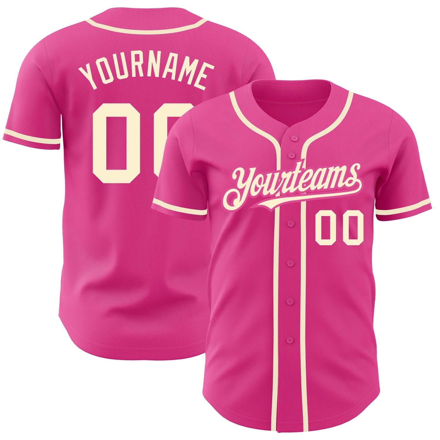 Custom Pink Cream Authentic Baseball Jersey baseball jersey product view 1