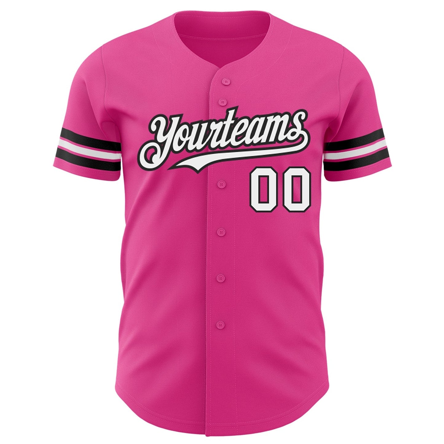 Custom Pink White-Black Authentic Baseball Jersey baseball jersey product view 2